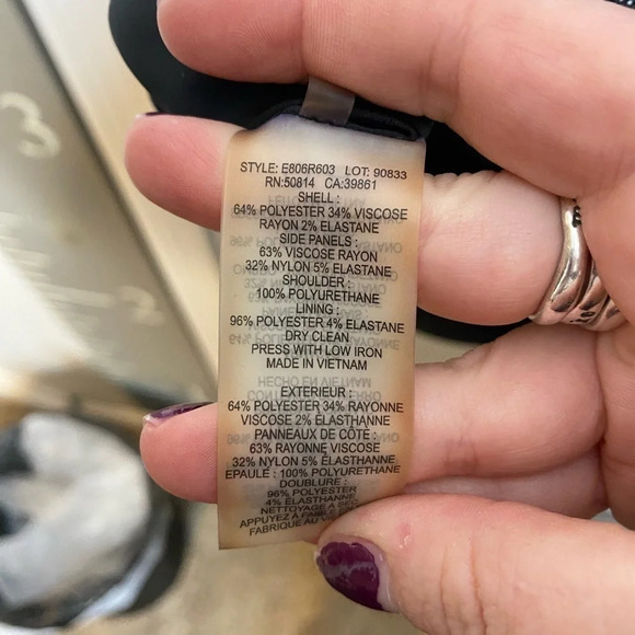 ELIE TAHARI Mixed Media Sheath Dress Black/Gray With Leather Shoulder Detail - Picture 6 of 8